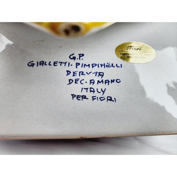 Fiori Italian Pottery Letter Holder – Gialletti Pimpinelli Signed – Blue Grapes - Picture 8 of 9